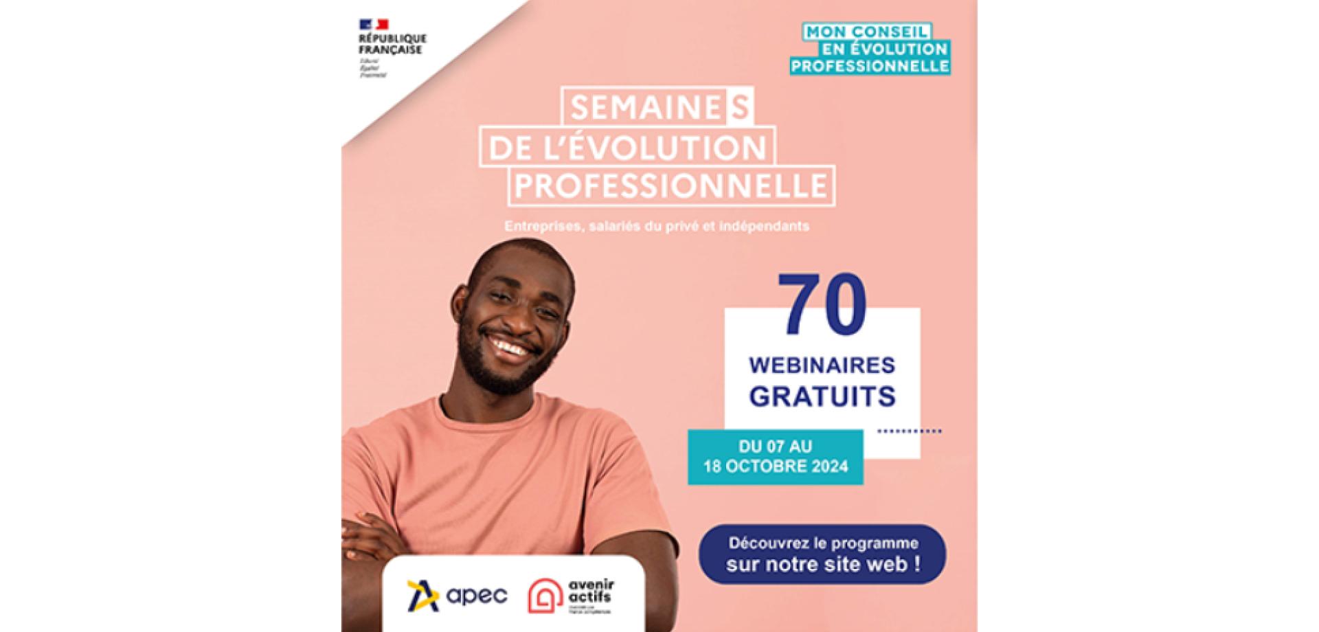 Affiche Semaines de l'évolution professionnelle, du 7 au 18 octobre 2024